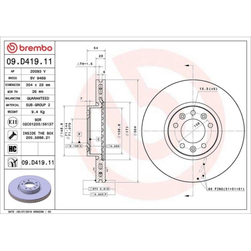 Set disc frana Citroen Jumpy 3 Box (V) 04.16-, Jumpy 3 Bus (V) 04.16-, Jumpy 3 (V) 09.16-, Spacetourer Bus (V) 04.16-; Opel Vivaro C Box (K0) 03.19-, Vivaro C Bus (K0) 03.19-, Vivaro C Standard Cab Pickup (K0) 03.19-, Zafira Life Bus (K0) 03.19-; Peugeot