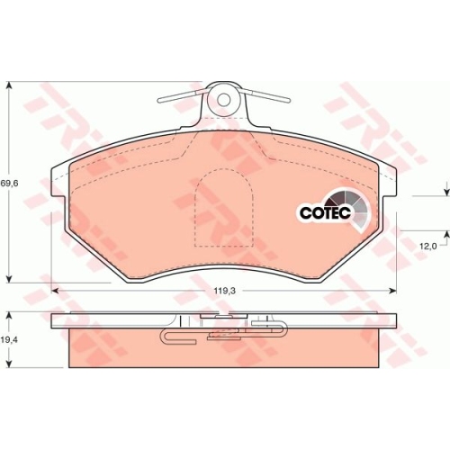 Set placute frana Trw GDB1044, parte montare : Punte fata