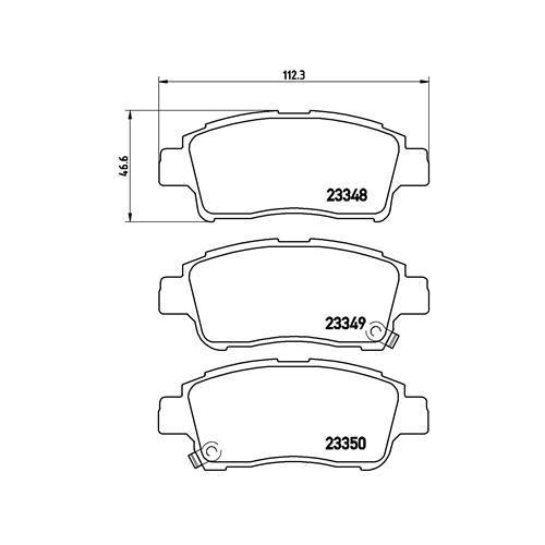Placute frana Toyota Yaris ( P1 ), 1.0 (SCP10_), 1.3 (NCP10_, SCP12_), 1.3 (SCP12_, SCP13_), 1.4 D-4D (NLP10_), punte fata, pentru vehicule cu tamburi frana pe punte de spate; cu indicator de uzura acustice; BREMBO