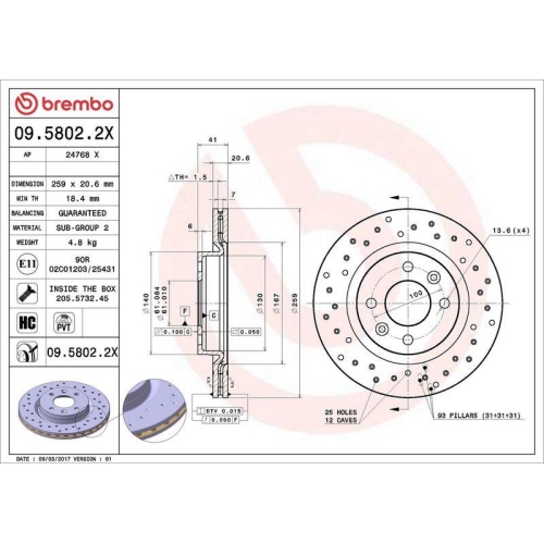 Set disc frana Dacia 1410 Saloon 09.85-12.98, Logan (Ls) 08.04-, Logan Express (Fs) 10.07-, Logan 2 10.12-, Logan Mcv (Ks) 02.07-, Sandero 06.08-; Daihatsu Applause 2 Liftback (A101) 07.97-05.00; Dodge Ram 1500 Pick-Up (D1 Dc Dh Dm Dr) 06.01-09.08; Nissan