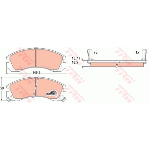 Set placute frana Trw GDB1126, parte montare : Punte fata