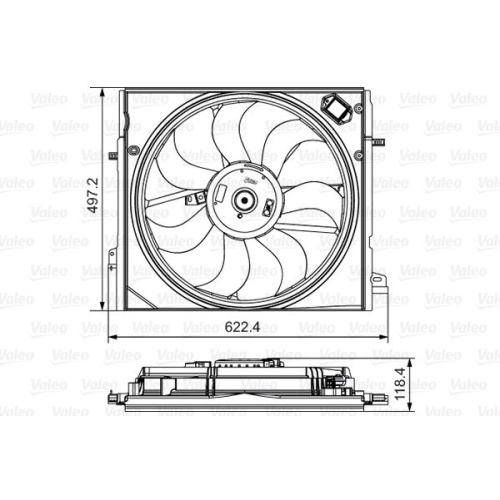 Ventilator radiator Nissan Qashqai (J11) 11.2013-, X-Trail (T32) 04.2014-; Renault Kadjar (HA) 06.2015-, Valeo, 214814EB0A