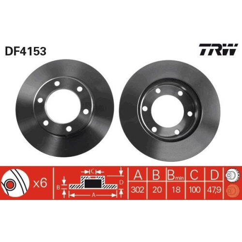 Set disc frana Toyota Land Cruiser ( J6) 08.80-12.92, Land Cruiser ( J7 Jl7) 03.84-, Land Cruiser 80 ( J8) 01.90-02.01, Land Cruiser Hardtop ( J7) 11.84-08.01, Land Cruiser Pickup ( J7 Jl7) 11.84-, Fata, 302X20mm, ventilat, TRW
