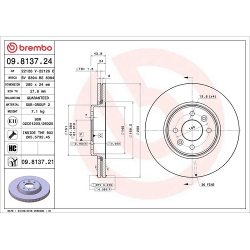 Set disc frana Dacia Dokker Express Box 11.12-, Dokker Mpv (Ke) 11.12-, Lodgy (Js) 03.12-; Renault Captur I (J5 H5) 06.13-, Clio 2 (Bb Cb) 03.98-12.16, Clio 3 (Br0/1 Cr0/1) 01.05-12.14, Laguna I (B56 556) 11.93-08.02, Laguna I Grandtour (K56) 09.95-08.02,