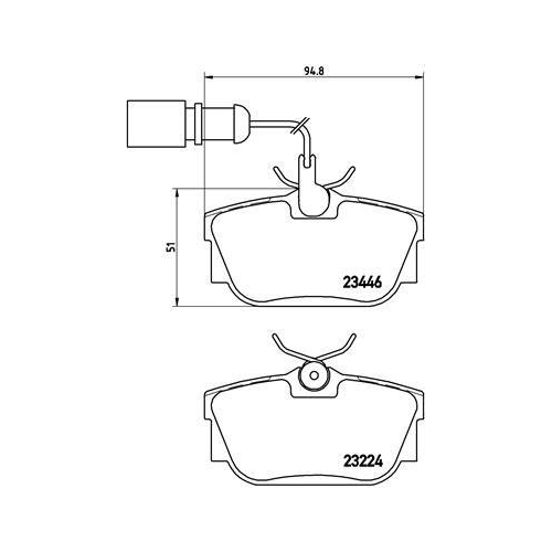 Placute frana Ford Galaxy 1 (Wgr); Seat Alhambra (7v8, Alhambra Van (7v8; Vw Sharan (7m8, Sharan Van (7m ), Transporter 4 Flatbed / Chassis (70e, Transporter T4 Box (70a, Transporter T4 Bus (70b, Spate, cu senzor uzura, BREMBO