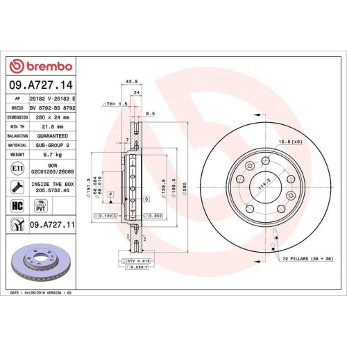 Set disc frana Dacia Duster (Hm) 10.17-, Duster (Hs) 04.10-01.18, Duster Box/Suv 04.11-; Nissan Juke (F16) 08.19-, Townstar Box (Xfk) 12.21-, Townstar Mpv (Mpv) (Xfk) 12.21-; Renault Captur 2 (Hf) 01.20-, Duster (Hm) 10.17-, Express Box 05.21-, Fluence (L