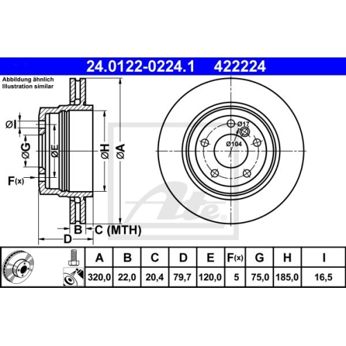 Disc frana Ate 24012202241, parte montare : punte spate