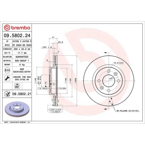 Set disc frana Dacia Logan (Ls) 08.04-, Logan 2 10.12-, Logan Mcv (Ks) 02.07-, Sandero 2 10.12-, Sandero 06.08-; Nissan Kubistar Box (X76) 08.03-; Renault 19 Saloon (L53) 01.88-12.92, 19 I (B/C53) 01.88-09.94, 19 I Cabriolet (D53) 07.91-04.92, 19 2 (B/C53