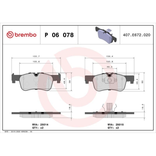 Placute frana BMW 1 (F20) 07.11-06.19, 1 (F21) 12.11-12.19, 1 Van (F20) 03.15-06.19, 2 Cabriolet (F23) 03.14-06.21, 2 Coupe (F22 F87) 10.12-06.21, Fata, BREMBO
