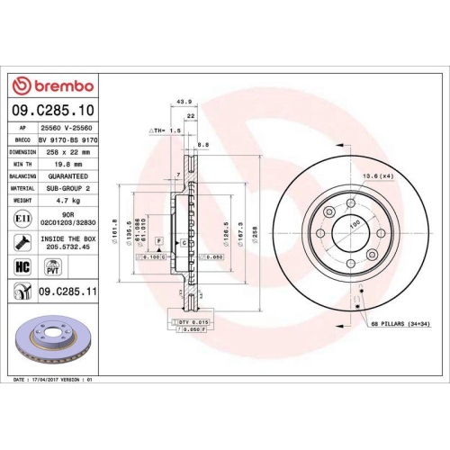 Set disc frana Dacia Logan 2 10.12-, Logan 3 (3k) 05.21-, Logan Mcv 2 02.13-, Sandero 2 10.12-, Sandero 3 01.21-, Sandero 06.08-; Renault Clio 4 (Bh) 11.12-08.21, Clio 4 Box / Estate (Kh) 01.13-08.21, Clio 4 Box / Liftback (Bh) 01.14-08.21, Clio 4 Grandto