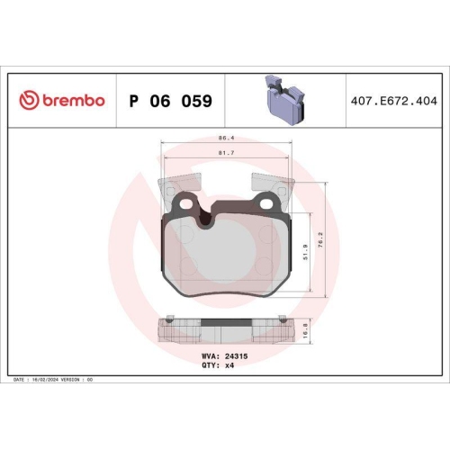 Placute frana BMW 1 Convertible (E88) 12.07-12.13, 1 Coupe (E82) 10.06-10.13, 3 Convertible (E93) 05.06-12.13, 3 Coupe (E92) 01.05-12.13, 3 Touring (E91) 12.04-12.12, Spate, BREMBO