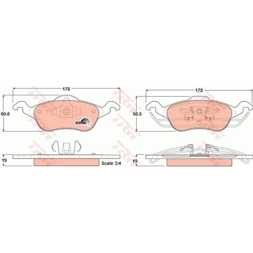 Placute frana Ford Focus (Daw, Dbw), 10.1998-12.2007, Motorizare 1.8 Tdci, TRW