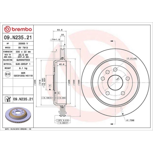 Set disc frana Dodge Durango (Wd) 12.10-; Jeep Grand Cherokee 4 (Wk Wk2) 06.10-, Grand Cherokee Van (Wk2) 06.10-, Spate, 330X22mm, ventilat, BREMBO