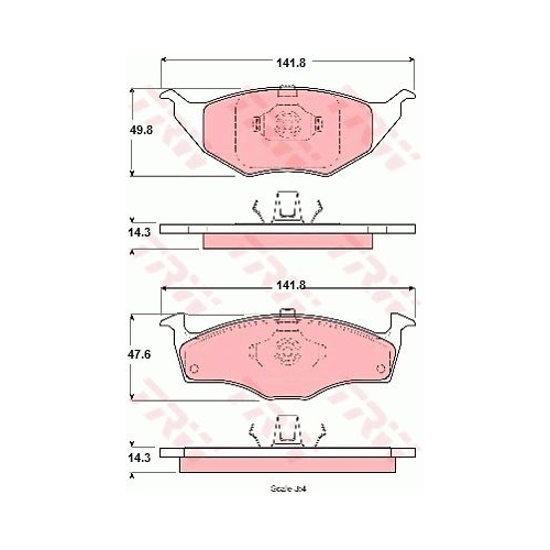 Set placute frana Trw GDB1375, parte montare : Punte fata