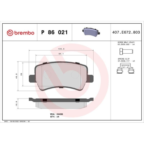 Placute frana Land Rover Range Rover Evoque (L538), Range Rover Evoque Cabriolet (L538), Volvo S60 2 (134), S80 2 (124), V60 1 (155), V70 3 (135), XC60 1 (156), XC70 2 (136), punte spate, BREMBO