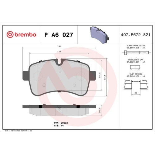 Placute frana Iveco Daily 4 Box, Daily 4 Platform / Chassis, Daily 5 Box, Daily 5 Platform / Chassis, Daily 6 Box, Daily 6 Bus, Daily 6 Platform / Chassis, punte spate, pregatit pentru senzor uzura; BREMBO