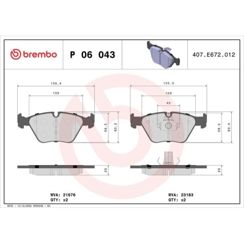 Placute frana BMW 3 (E46) 12.97-05.05, 3 Convertible (E46) 04.00-12.07, 3 Coupe (E46) 12.98-07.06, 3 Touring (E46) 06.99-07.05, X3 (E83) 01.03-12.11, Z4 (E86) 03.06-01.09; Rover/Mg Mg Zt- T 10.01-10.05, Mg Zt 06.01-10.05, Fata, BREMBO