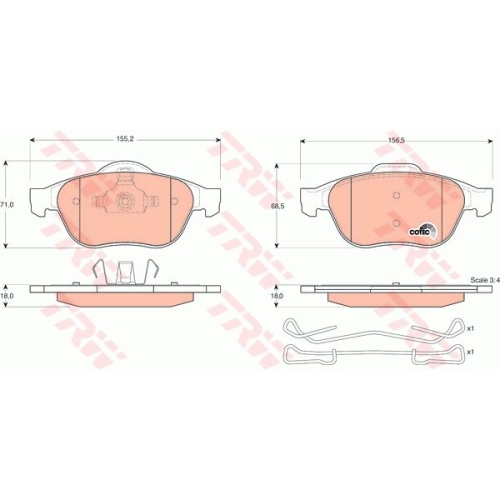 Placute frana Renault Espace 4 (Jk0/1 ), 11.2002-, Laguna 2 Grandtour (Kg0/1 ), 03.2001-, Scenic 1 (Ja0/1 ), 09.1999-10.2003, Vel Satis (Bj0 ), 06.2002-, TRW