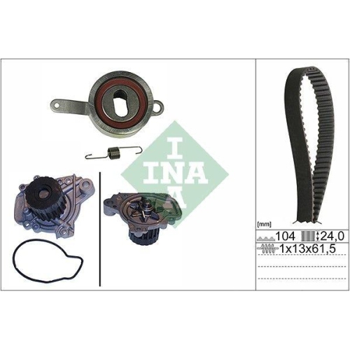 Kit distributie + pompa apa Honda Accord 6 (Ck, Accord 6 Hatch, Civic 6 Aerodeck (Mb, Civic 6 Coupe (Ej, Civic 6 Fastback (Ma, Civic 6 Hatchback (Ej, Crx 3 (Eh, Hr-V (Gh); Rover/Mg 400 2 Liftback (Rt), 1.6, INA