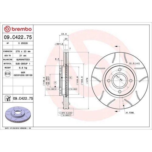 Set disc frana Ford B-Max (Jk) 10.12-, B-Max Van (Jk) 08.12-, Fiesta Sedan 04.10-04.17, Fiesta 6 (Cb1 Ccn) 06.08-04.17, Fiesta 6 Van 08.08-04.17, Tourneo Courier B460 Mpv 02.14-, Transit Courier B460 Mpv 02.14-, Transit Courier B460 Van 02.14-, Fata, 278X