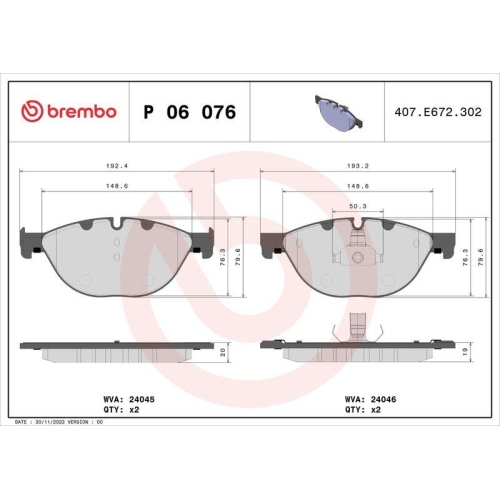 Placute frana BMW 5 (F10) 01.09-10.16, 5 Gran Turismo (F07) 01.09-02.17, 5 Touring (F11) 11.09-02.17, 6 Convertible (F12) 12.10-06.18, 6 Coupe (F13) 07.11-10.17, 6 Gran Coupe (F06) 03.12-10.18, 7 (F01 F02 F03 F04) 02.08-12.15, Fata, BREMBO