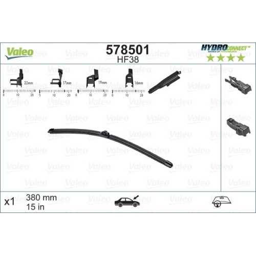 Lamela stergator Hidroconect Fata, Dreapta, VALEO W1HF38V