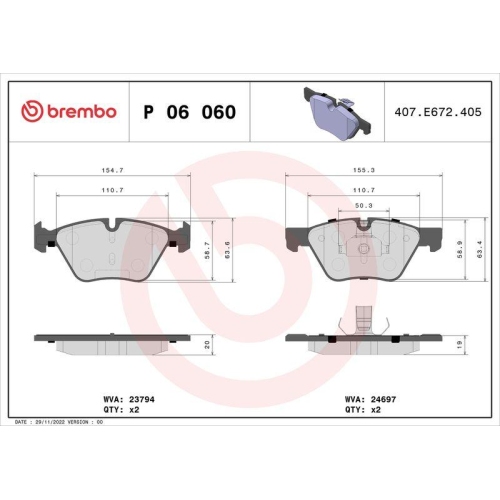 Placute frana BMW 5 (F10) 01.09-10.16, 5 Touring (F11) 11.09-02.17, Fata, BREMBO