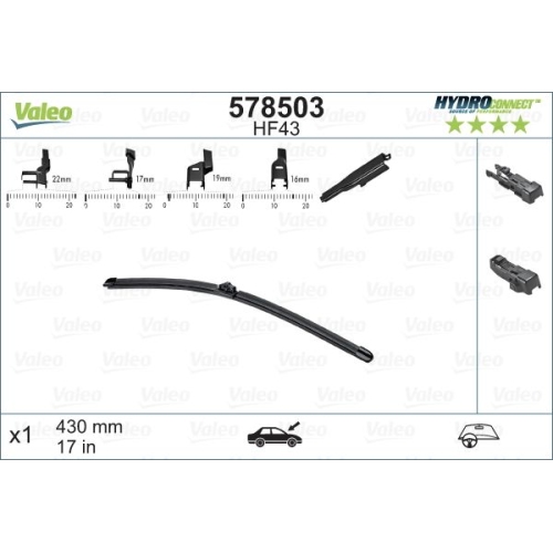 Lamela stergator Hidroconect Fata, Dreapta, VALEO W1HF43V