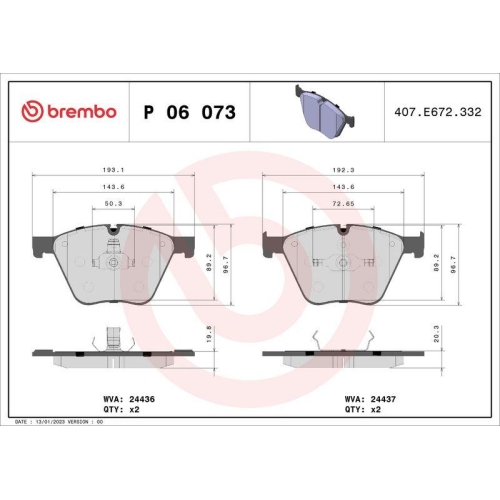 Placute frana BMW 5 Gran Turismo (F07) 01.09-02.17, 7 (F01 F02 F03 F04) 02.08-12.15, X5 (E70) 02.06-07.13, X5 (F15 F85) 08.13-07.18, X6 (E71 E72) 06.07-12.15, X6 (F16 F86) 08.14-07.19, Fata, BREMBO