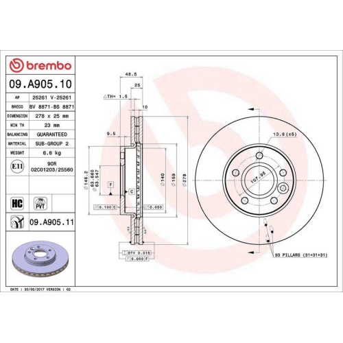 Set disc frana Ford C-Max 2 (Dxa/Cb7 Dxa/Ceu) 04.10-06.19, C-Max 2 Van 10.10-06.19, Focus 3 Box / Estate 02.12-, Focus 3 Saloon 07.10-02.20, Focus 3 Turnier 07.10-02.20, Focus 3 Van / Liftback 01.11-, Focus 3 07.10-02.20, Grand C-Max (Dxa/Cb7 Dxa/Ceu) 12.