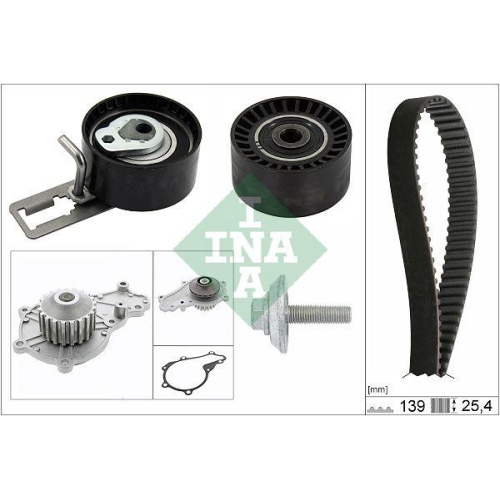 Kit distributie + pompa apa Citroen C3 2 (Sc ), Ds3 (Sa ); Ds Ds 3 3 (Sa ); Ford Fiesta 6 (Cb1, Fiesta 6 Van; Peugeot 2008 1 (Cu ), 206+ (2l, 207 (Wa, 207 Box / Liftback (Wa, 208 Box / Liftback (Cr ), 208 1 (Ca , 1.4 HDi, 1.4 TDCi, INA
