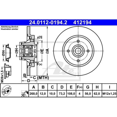 Disc frana Ate 24011201942, parte montare : punte spate