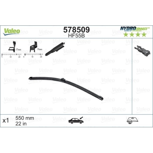 Lamela stergator Hidroconect Citroen C5 (Rd/Td), 01.2008-; Ford Mondeo, 10.2014-; Mercedes A-Klasse (W169), 05.2008-06.2012; Mercedes A-Klasse (W169), 09.2004-05.2008, Fata, Dreapta, VALEO