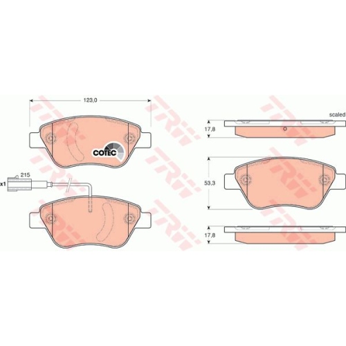 Placute frana Alfa Romeo Mito (955), 09.2008-, Fiat 500 (312), 10.2007-, 500 C (312), 09.2009-, Grande Punto (199), 10.2005-, Linea (323), 06.2007-, Panda (169), 09.2003-, Punto (199), 03.20, TRW