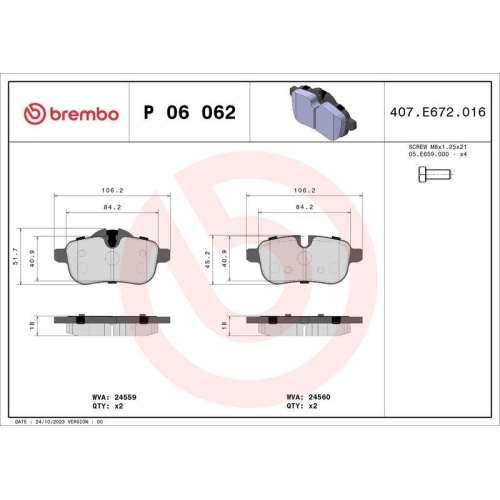 Placute frana BMW Z4 Roadster (E89) 02.09-08.16, Spate, BREMBO