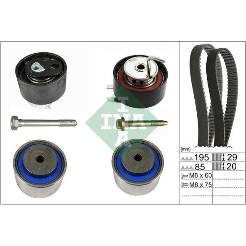 Kit curea distributie Citroen C5 3 (Rd), C6 (Td); Jaguar S-Type 2 (X200), XF 1 (X250), XJ (X350); Land Rover Discovery 3 (L319), Discovery 4 (L319), Range Rover Sport 1 (L320); Peugeot 407 (6d), 607 (9d), 2.7 HDI, 2.7 D, INA