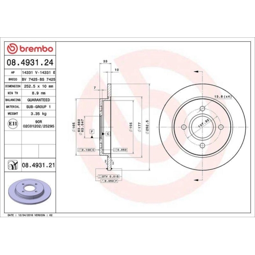 Set disc frana Ford Fiesta Sedan 04.10-04.17, Fiesta 5 (Jh Jd) 11.01-12.14, Fiesta 6 (Cb1 Ccn) 06.08-04.17, Fiesta 6 Van 08.08-04.17, Focus I (Daw Dbw) 09.98-11.09, Focus I Box / Estate (Dnw) 08.98-03.05, Focus I Estate (Dnw) 02.99-12.07, Focus I Sedan (D