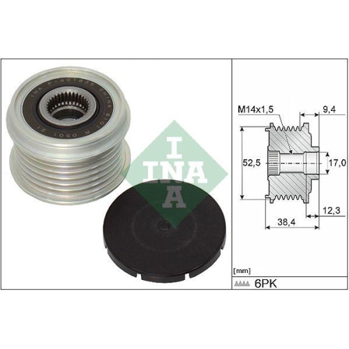 Fulie alternator Toyota Auris ( E18) 10.12-12.18, Auris Estate ( E18) 07.13-12.18, C-Hr ( X1) 10.16-, Corolla Estate ( E21) 02.19-, Corolla Liftback ( E21 Ea1 Eh1) 10.18-, INA