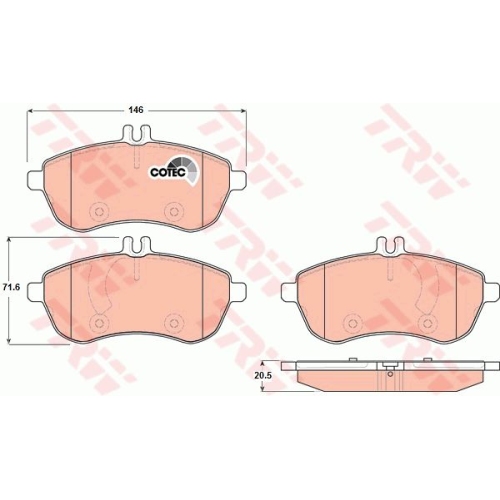 Placute frana Mercedes Clasa C (W204), 01.2007-01.2014, Clasa E Cupe (C207), 01.2009-, Klasa C T-Model (S204), 08.2007-08.2014, Clasa E T-Model (S212), 08.2009-, Slk (R172), 02.2011-, TRW