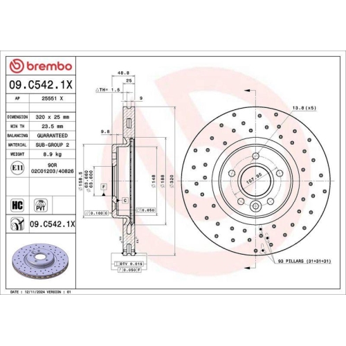 Set disc frana Ford Focus 2 (Da Hcp Dp) 07.04-09.13, Focus 3 Turnier 07.10-02.20, Focus 3 07.10-02.20, Kuga 2 (Dm2) 05.12-, Kuga 2 Van 05.12-12.19, Tourneo Connect / Grand Tourneo Connect V408 09.13-, Transit Connect Mpv 02.13-, Transit Connect V408 Van 0