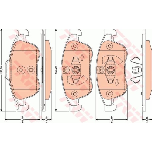 Placute frana Dacia Dokker Express, 12.2012-, Dokker, 11.2012-, Duster Van, 04.2011-, Lodgy, 03.2012-, Fluence (L30 ), 02.2010-, Grand Scenic 3 (Jz0/1 ), 02.2009-, Scenic 3 (Jz0/1 ), 02.2009, TRW