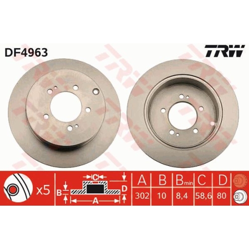 Disc frana Trw DF4963, parte montare : punte spate