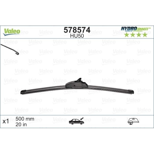 Lamela stergator Valeo Hidroconect Fata, 578574, cu lama de 500 mm, tip fixare standard, 1 buc