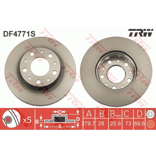 Disc frana Trw DF4771S, parte montare : punte fata