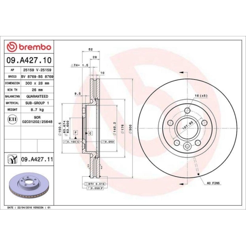 Set disc frana Ford Galaxy 2 (Wa6) 05.06-06.15, Galaxy Mk 2 Van (Wa6) 05.06-06.15, Mondeo 4 (Ba7) 03.07-01.15, Mondeo 4 Saloon (Ba7) 03.07-01.15, Mondeo 4 Turnier (Ba7) 03.07-01.15, S-Max (Wa6) 05.06-12.14; Land Rover Discovery Sport (L550) 09.14-, Freela