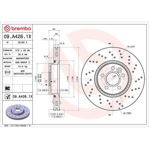 Set disc frana Ford Galaxy 2 (Wa6) 05.06-06.15, Galaxy Mk 2 Van (Wa6) 05.06-06.15, S-Max (Wa6) 05.06-12.14; Land Rover Freelander 2 (L359) 10.06-12.15; Volvo S60 2 (134) 04.10-12.19, S60 2 Cross Country (134) 03.15-12.18, S80 2 (124) 03.06-12.16, V60 I (1