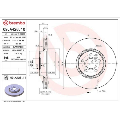 Set disc frana Ford Galaxy 2 (Wa6) 05.06-06.15, Galaxy Mk 2 Van (Wa6) 05.06-06.15, S-Max (Wa6) 05.06-12.14; Land Rover Freelander 2 (L359) 10.06-12.15; Volvo S60 2 (134) 04.10-12.19, S60 2 Cross Country (134) 03.15-12.18, S80 2 (124) 03.06-12.16, V60 I (1