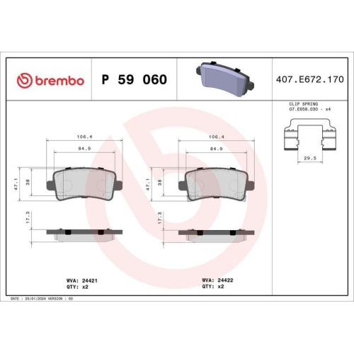 Placute frana Chevrolet Malibu (V300) 01.12-; Opel Insignia (G09) 07.08-03.17, Insignia A Country Tourer (G09) 07.08-03.17, Insignia Saloon (G09) 07.08-03.17, Insignia Sports Tourer (G09) 07.08-03.17; Saab 9-5 (Ys3g) 01.10-01.12, Spate, BREMBO