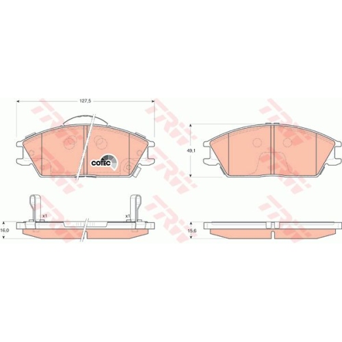 Placute frana Hyundai Lantra 2 (J-2), 06.1995-12.2000, Getz, Accent, Motorizare 1.3/ 1.5/ 1.5 12v, TRW