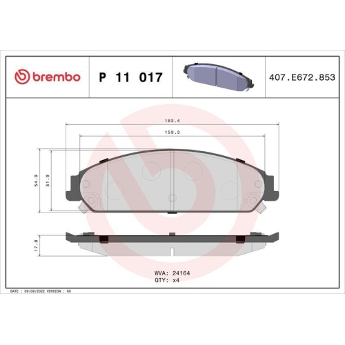 Placute frana Chrysler 300c (Lx Le) 09.04-, 300c Touring (Lx Le) 09.04-12.10, C5 X (Nd Nc) 09.10-; Dodge Challenger Coupe 09.07-, Charger 06.05-12.10, Charger 09.10-; Lancia Thema (Lx) 09.11-10.14, Fata, BREMBO